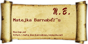 Matejka Barnabás névjegykártya